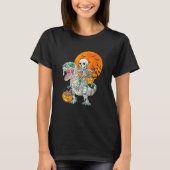 T-shirt Skeleton Riding Mummy Dinosaur Rex Halloween  Pump (Devant)