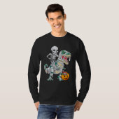 T-shirt Skeleton Riding Mummy Dinosaur rex Halloween  Pump (Devant entier)