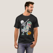 T-shirt Skeleton Riding Mummy Dinosaur Rex Halloween  Pump (Devant entier)