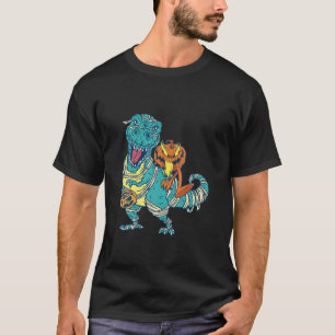 T-shirt Skeleton Riding Mummy Dinosaur T Rex Halloween Fun