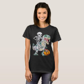 T-shirt Skeleton Riding Mummy Dinosaur T rex Halloween Kid (Devant entier)