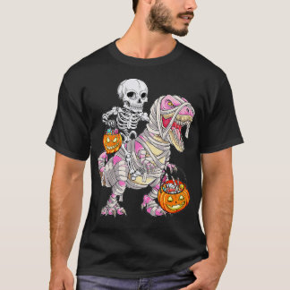 T-shirt Skeleton Riding Pink Mummy Dinosaur T rex Hallowee