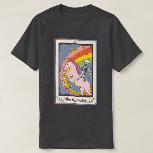 T-shirt Skeleton Riding Unicorn The Audacity Mystical Taro (Design devant)