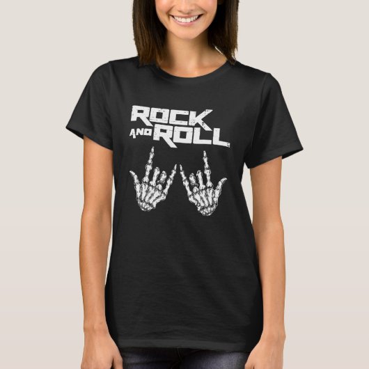 T-shirt Skeleton Rock and Roll Bones Hand Cool Music Conce (Devant)