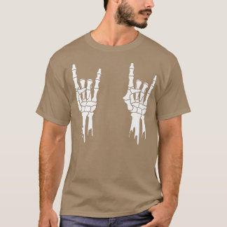 T-shirt Skeleton, Rock on Hands, Halloween, Men Women Kids