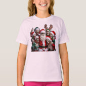 T-shirt Skeleton Santa Christmas Group Photo – Festive 3D  (Devant)
