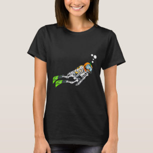 T-shirt Skeleton Scu Diving Halloween Citrouille Diver