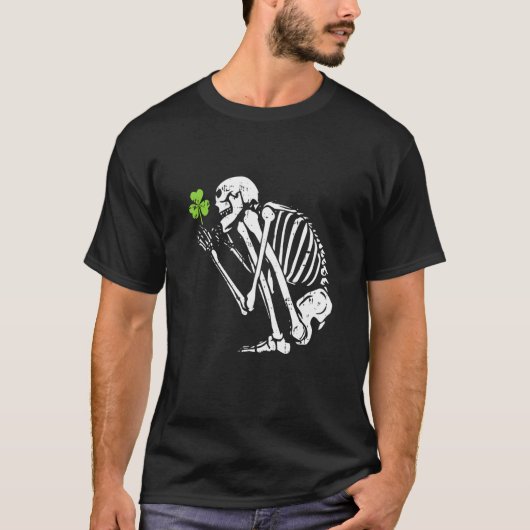 T-shirt Skeleton Shamrock St Patricks Day C Leprechaun Hat (Devant)