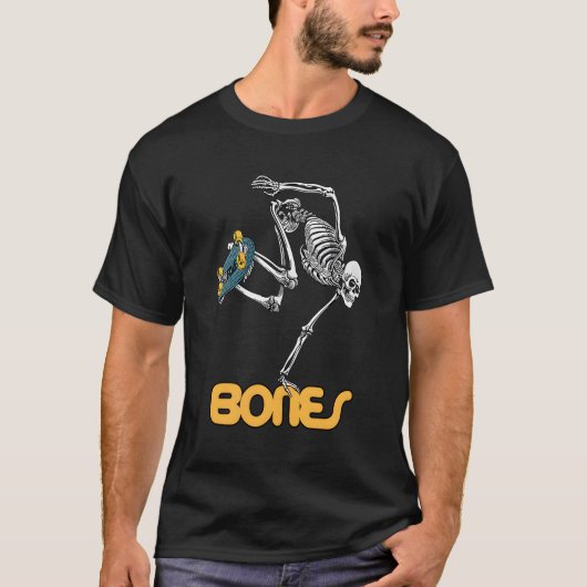 T-shirt Skeleton Skateboard Halloween Bones (Devant)