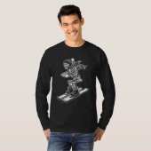 T-shirt Skeleton Skiing Lazy Halloween Costume Cool Skull (Devant entier)