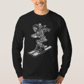 T-shirt Skeleton Skiing Lazy Halloween Costume Cool Skull  (Devant)