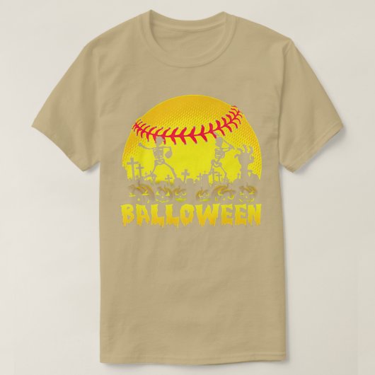 T-shirt Skeleton Softball Balloween Halloween Baseball Sca (Design devant)