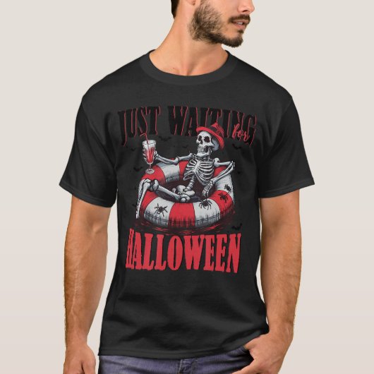 T-shirt Skeleton spooky vibe summer funny just waiting for (Devant)