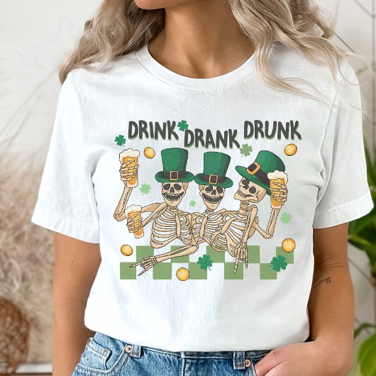 T-shirt Skeleton St. Patrick's Day, Drôle T-Shir à Boire