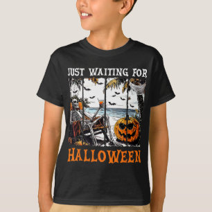 T-shirt Skeleton Summer Beach Rétro En Attente De Hallo