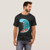 T-shirt Skeleton Surfer Halloween Funny Wave Surfing Surf (Devant entier)