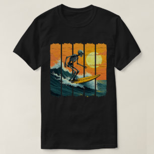 T-shirt Skeleton Surfer Vintage Surf Funny Halloween