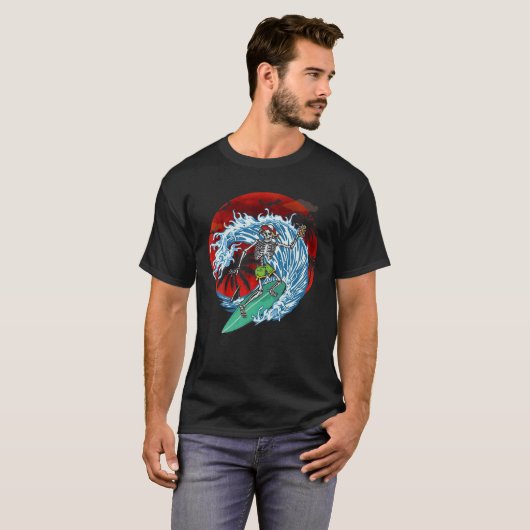 T-shirt Skeleton Surfing Funny Skeleton Surfer Plage Lover (Devant entier)