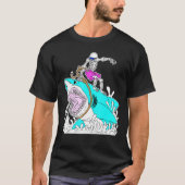 T-shirt Skeleton Surfing Shark Halloween (Devant)