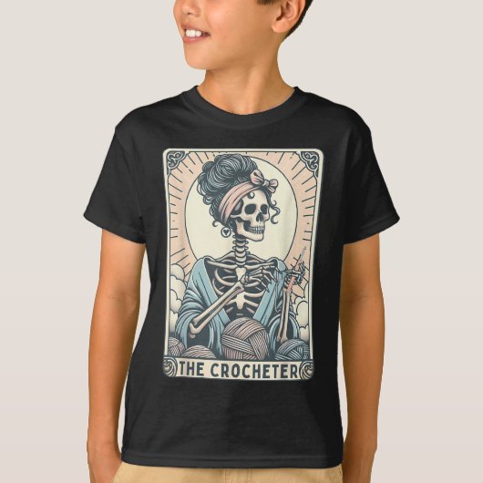 T-shirt Skeleton The Crocheter Mom Tarot Card Knitter Croc (Devant)