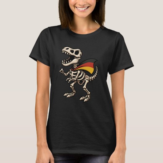 T-shirt Skeleton Trex Dinosaur Germany Flag Halloween Boys (Devant)