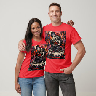 T-shirt Skeleton Wedding, gothic Lovers Embrace 
