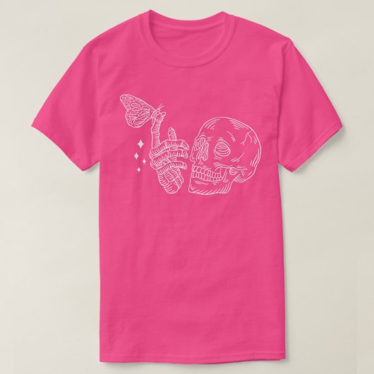 T-shirt Skeleton With Butterfly Grunge Fairycore Aesthetic (Design devant)