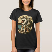T-shirt Skeleton with Dog on Haunted Lake Horror Art (Devant)