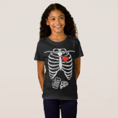 T-Shirt Skeleton X-Ray Pizza Bière Drôle Halloween Pregnan (Devant entier)