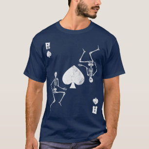 T-shirt Skeletons Ace De Pique Carte Gothique Poker Vintag