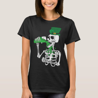 T-shirt Skeletons Leprechaun Drinking Beer St Patrick s Da