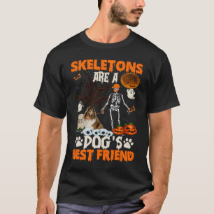 T-shirt Skeletons Shetland Sheepdog Is Friends Funny Hallo