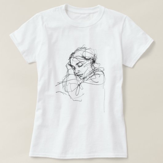 T-shirt Sketch de femme endormie paisible (Design devant)