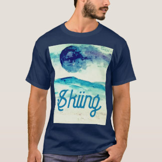 T-shirt Ski Aquarelle Montagnes Paysage
