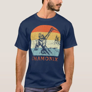 T-shirt Ski Chamoni, France Vacances de ski sur neige vint