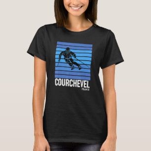 T-shirt Ski Courchevel France Sports d'hiver Vintage Rétro