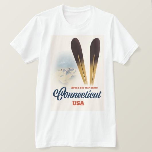 T-shirt ski dans le Connecticut (Design devant)
