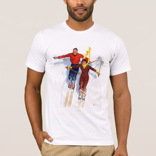 T-shirt Ski de descente en couple (Devant)