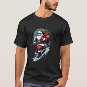 T-shirt Ski de Noël amusant Père Noël Snowboard Snowbo