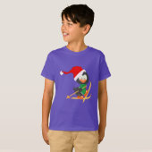 T-shirt Ski de pingouin de Noël (Devant entier)