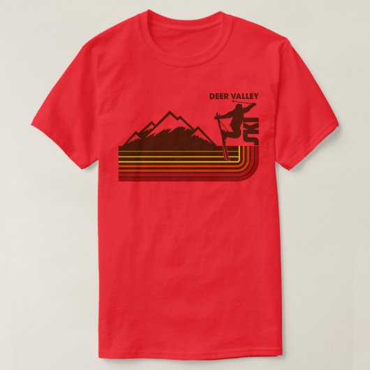T-shirt Ski Deer Valley Les années 70 Retro Stripe (Design devant)