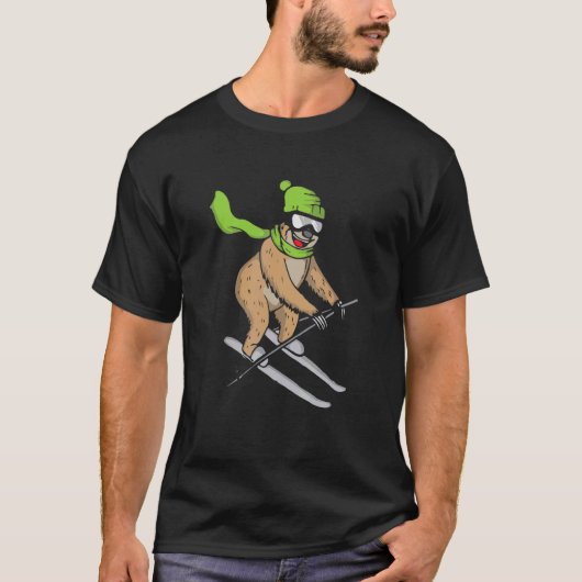 T-shirt Ski Driver Sloth Lazy Skiing Sloth (Devant)