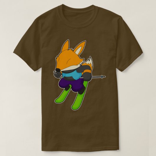 T-shirt Ski Fox Skier Sports d'hiver (Design devant)
