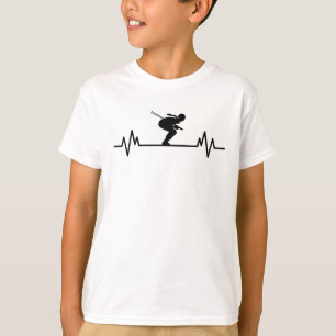 T-shirt Ski Heartbeat Ski Fun Sports d'hiver pistes Cadeau