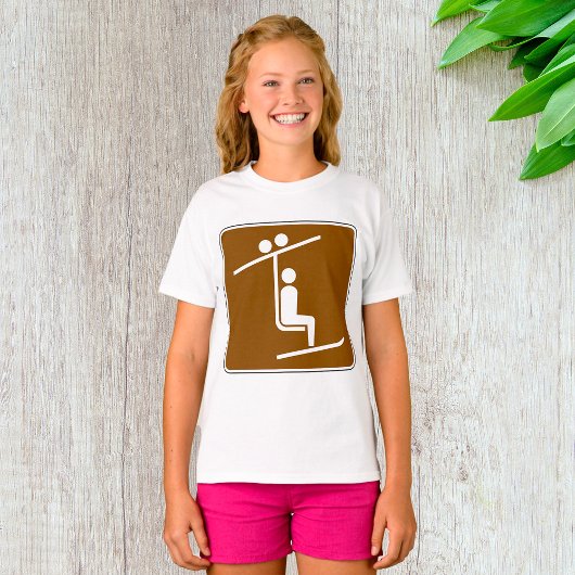T-shirt Ski Lift Symbol Rustic Winter Sports Icon