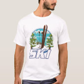 T-shirt Ski, logo d'affiche de ski. (Devant)