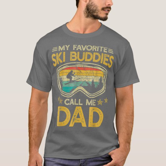 T-shirt Ski Mes Amoureux De Ski Préférés Appelez-Moi Papa (Devant)