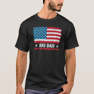 T-shirt Ski Papa America Us Drapeau Patriot Vintage