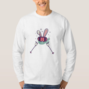 T-shirt Ski Rabbit avec bâtons de ski et lunettes de ski