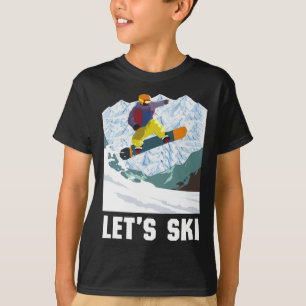 T-shirt Ski rétros Sports d'hiver Ski Snowboard Ski